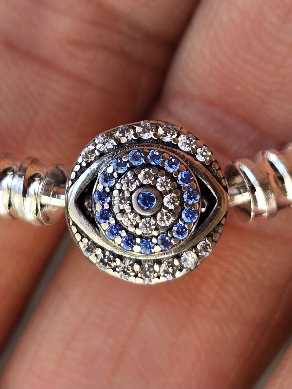 NWT Pandora style snake chain with sparkling evil eye bead bracelet